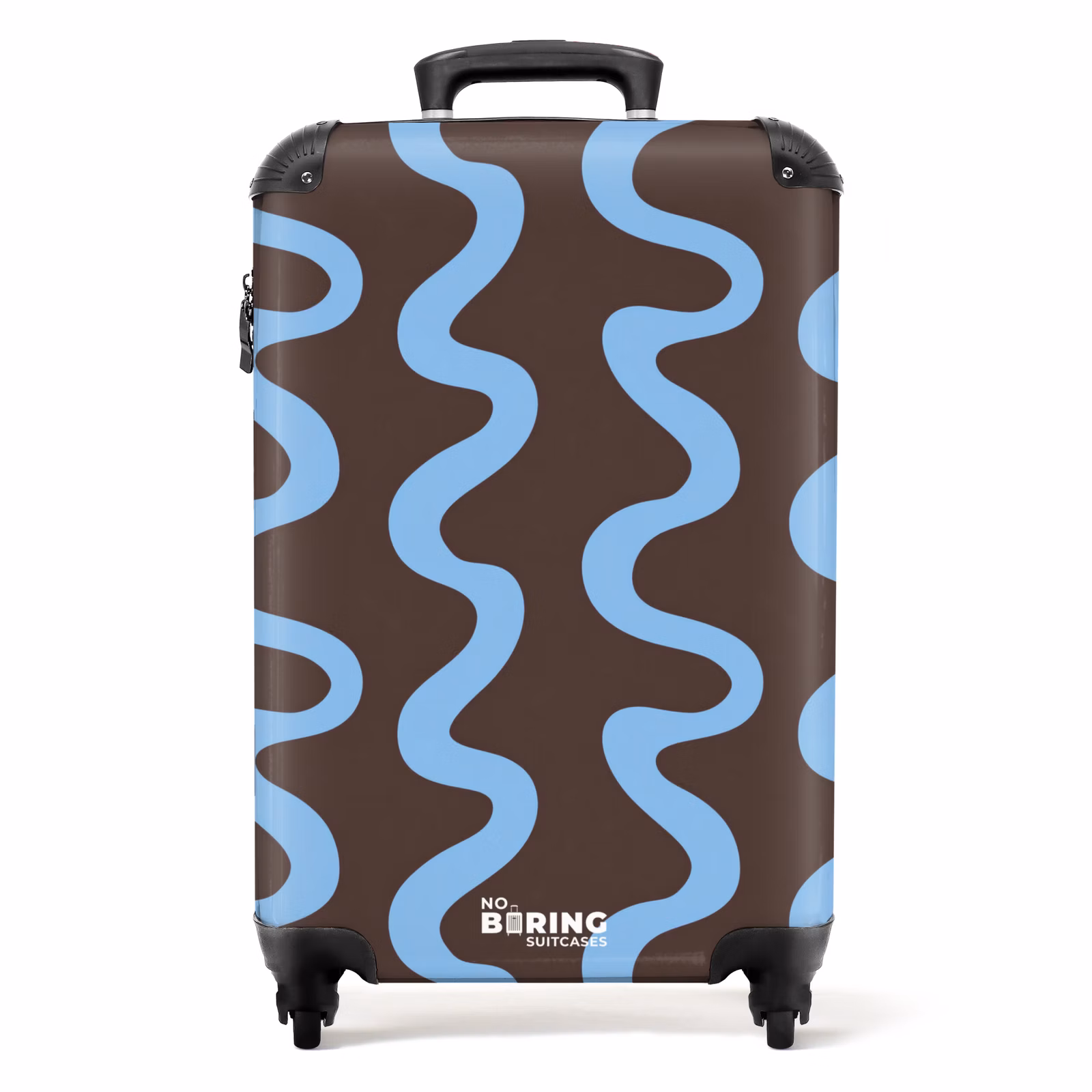 Koffer - Kronkelende lijnen - Blauw - Bruin - Minimalistisch — 1