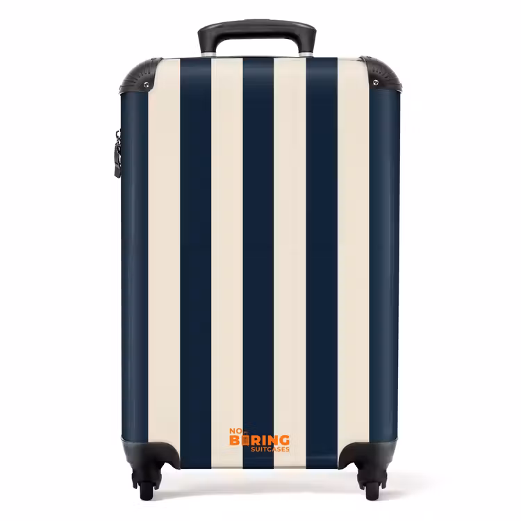 Koffer - Verticale strepen - Blauw - Crème — 1
