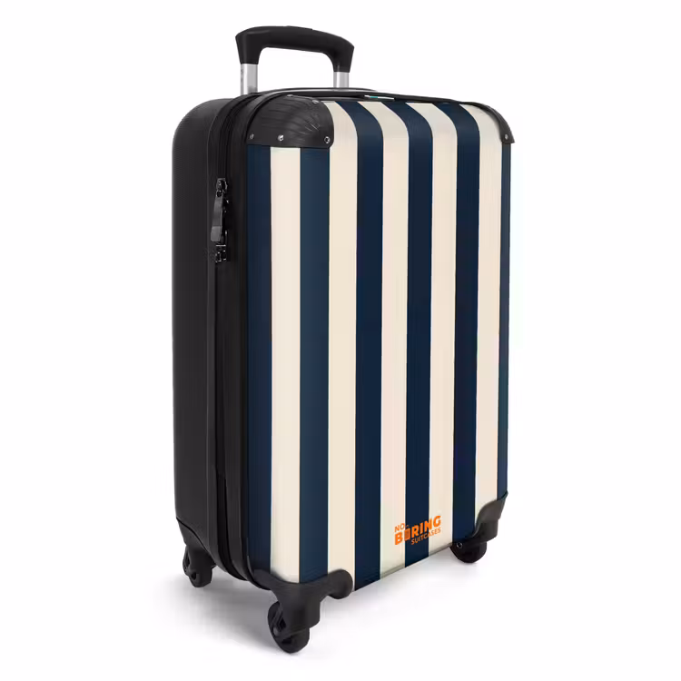 Koffer - Verticale strepen - Blauw - Crème — 2