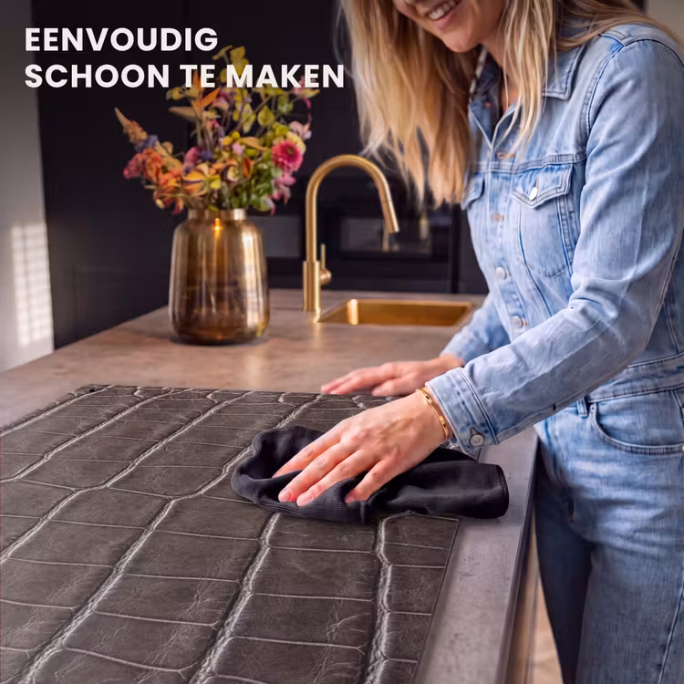 Inductiebeschermer & spatscherm (2in1) - Leer - Krokodil - Mat — 5