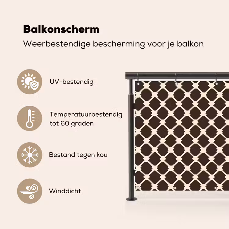 Balkonscherm - Bruin - Ruitpatroon - Geometrisch — 3