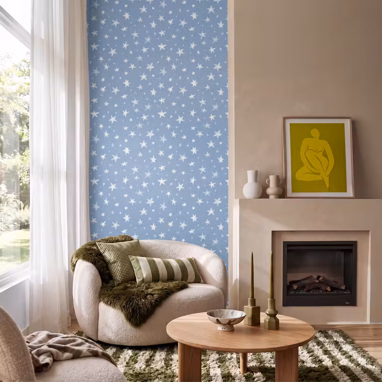 Behang - Sterretjes - Patroon - Blauw — 1