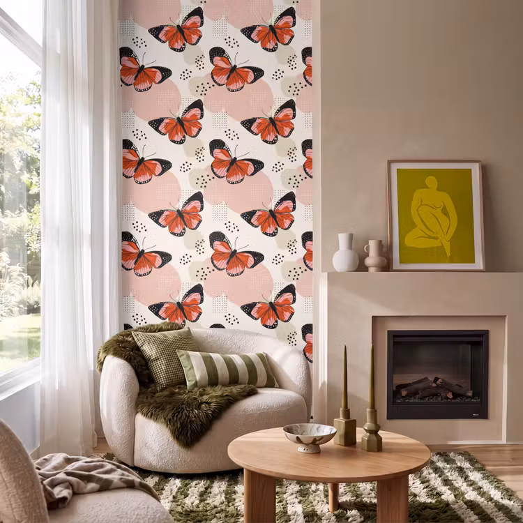 Behang - Vlinders - Retro - Kleurrijk — 1