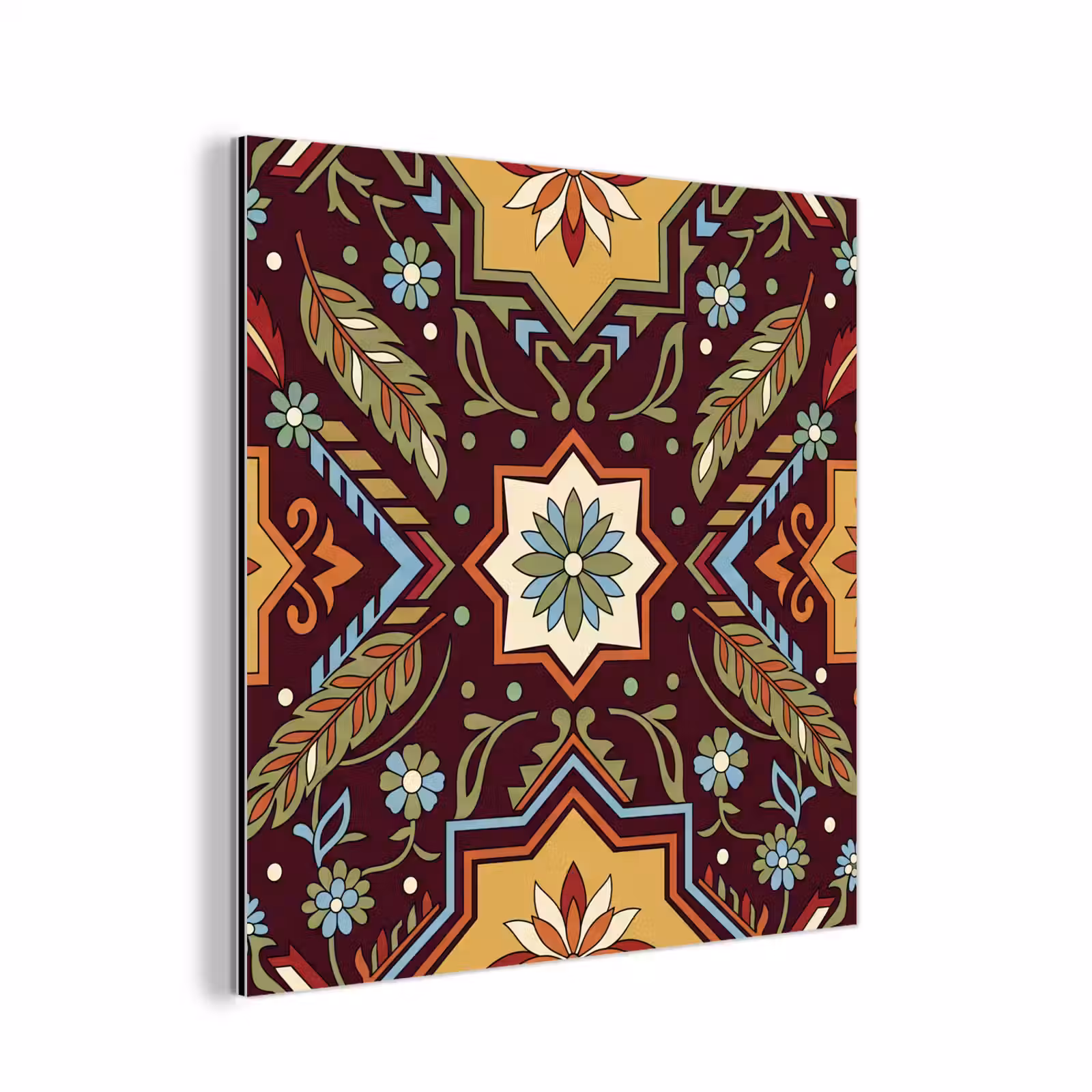 Aluminium schilderij - Patroon - Floraal - Geometrisch - Kleurrijk - Decoratie — 1