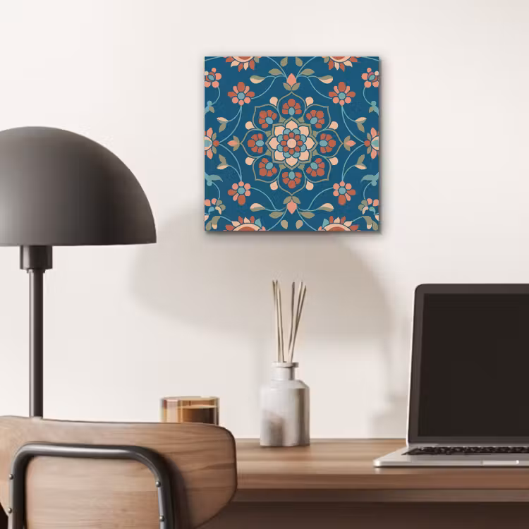 Aluminium schilderij - Bloemen - Patroon - Natuur - Ornament - Blauw — 6