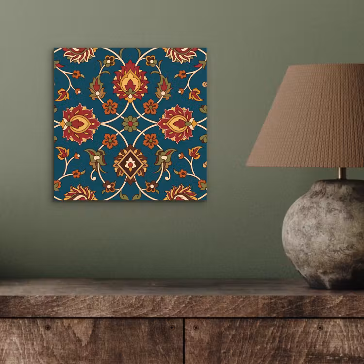 Aluminium schilderij - Ornament - Flora - Traditioneel - Klassiek - Blauwgroen — 3