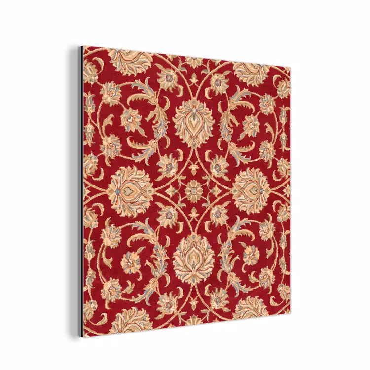 Aluminium schilderij - Patroon - Bloem - Klassiek - Oosters - Rood — 1