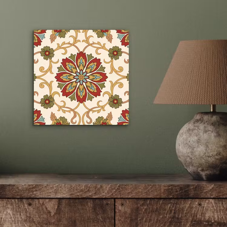 Aluminium schilderij - Patroon - Bloemen - Ornament - Klassiek - Kleurrijk — 3