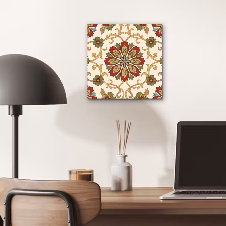 Aluminium schilderij - Patroon - Bloemen - Ornament - Klassiek - Kleurrijk — 6