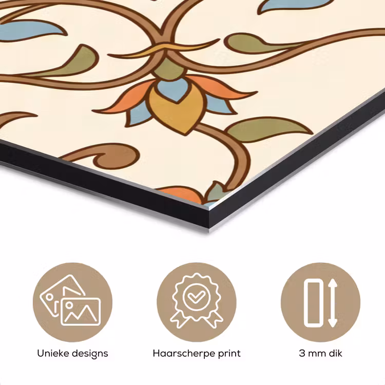 Aluminium schilderij - Patroon - Bloemen - Ornament - Kleurrijk — 7