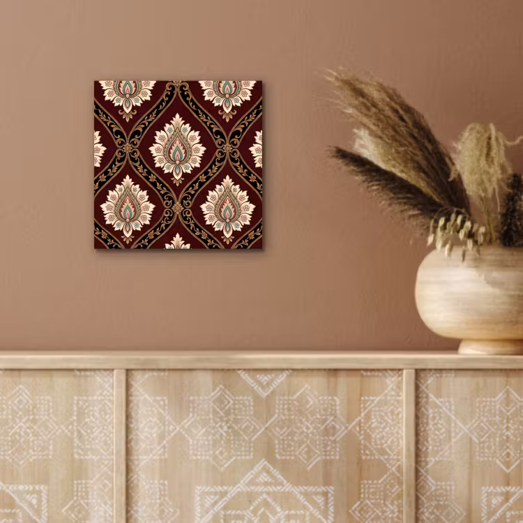 Aluminium schilderij - Patroon - Bloemmotief - Decoratie - Klassiek - Rood — 5