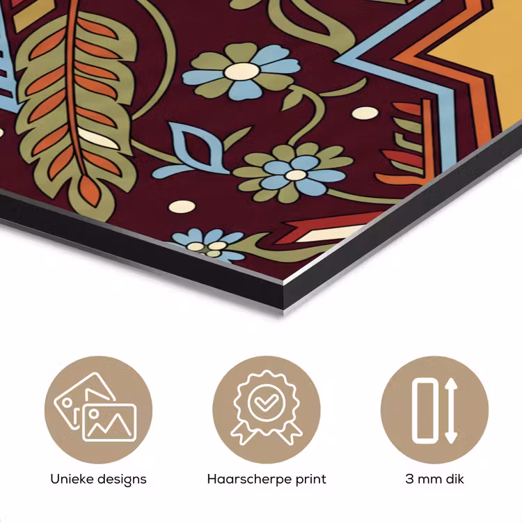 Aluminium schilderij - Patroon - Floraal - Geometrisch - Kleurrijk - Decoratie — 7