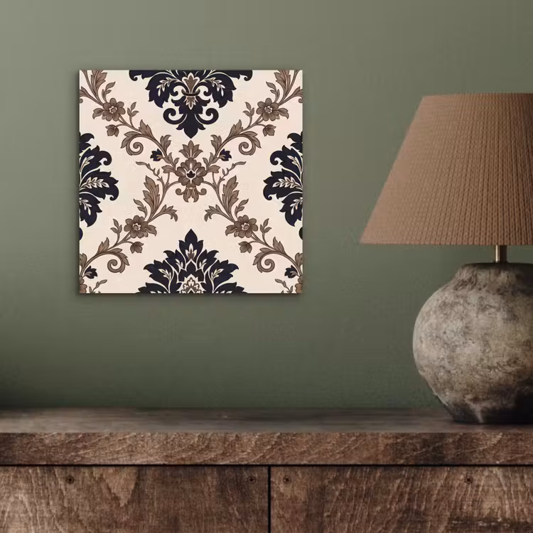 Aluminium schilderij - Patroon - Floraal - Klassiek - Beige-blauw — 3
