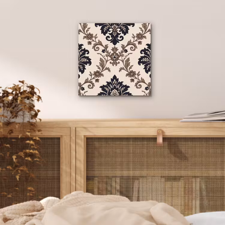 Aluminium schilderij - Patroon - Floraal - Klassiek - Beige-blauw — 4