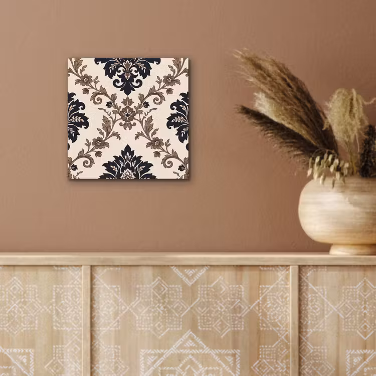 Aluminium schilderij - Patroon - Floraal - Klassiek - Beige-blauw — 5