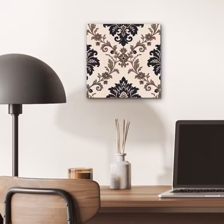Aluminium schilderij - Patroon - Floraal - Klassiek - Beige-blauw — 6