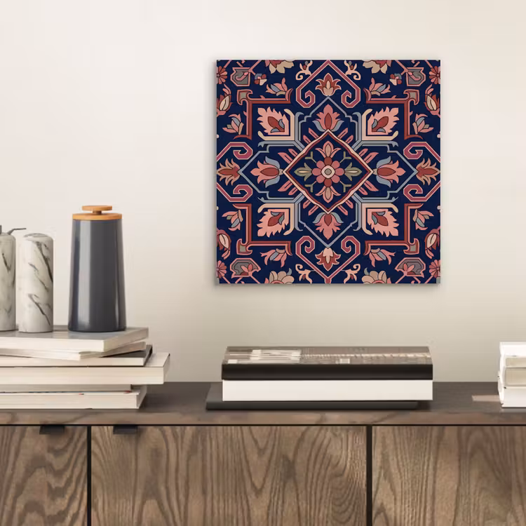 Aluminium schilderij - Patroon - Oosters - Floraal - Blauw - Klassiek — 2