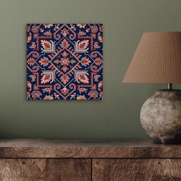 Aluminium schilderij - Patroon - Oosters - Floraal - Blauw - Klassiek — 3