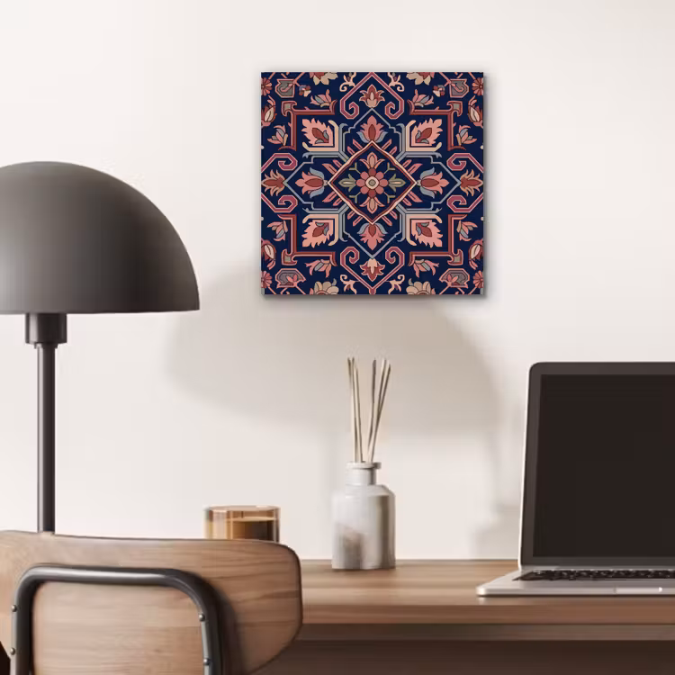 Aluminium schilderij - Patroon - Oosters - Floraal - Blauw - Klassiek — 6
