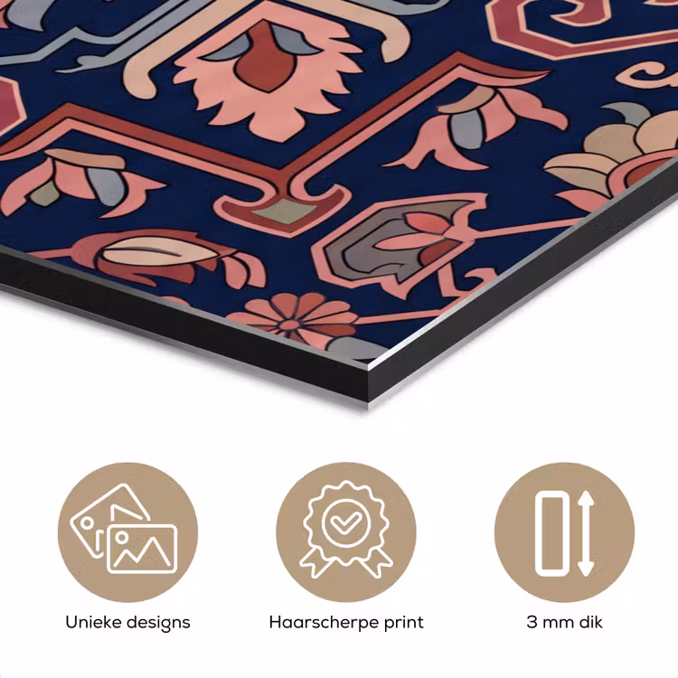 Aluminium schilderij - Patroon - Oosters - Floraal - Blauw - Klassiek — 7