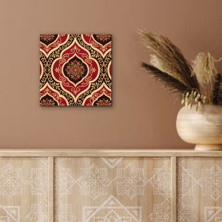 Aluminium schilderij - Patroon - Ornament - Barok - Rood - Goud — 5