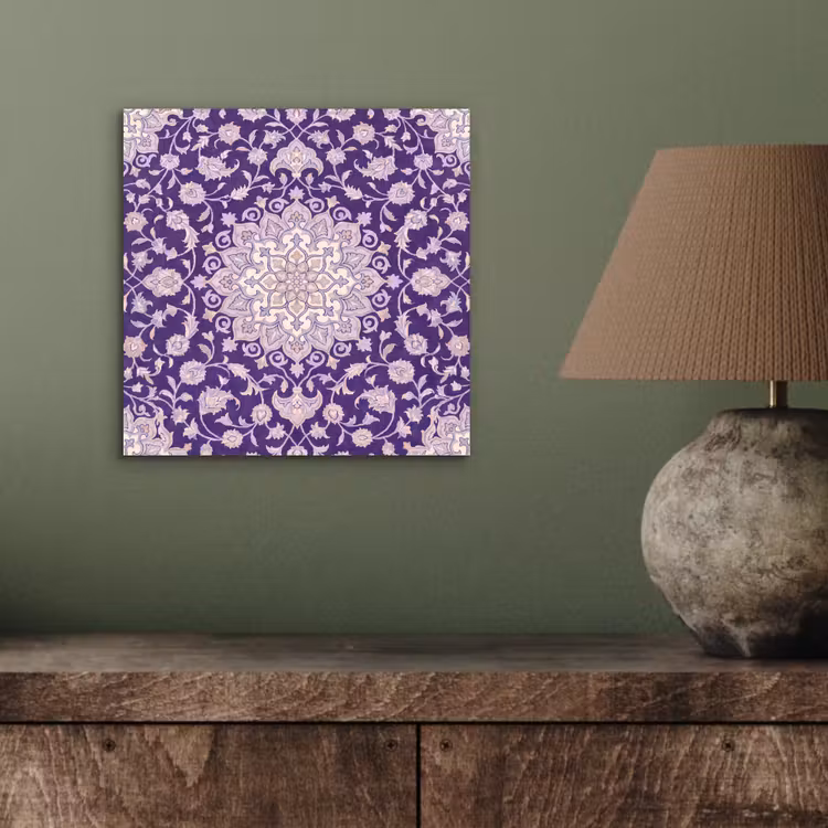 Aluminium schilderij - Patroon - Medallion - Oosters - Paars - Decoratie — 3