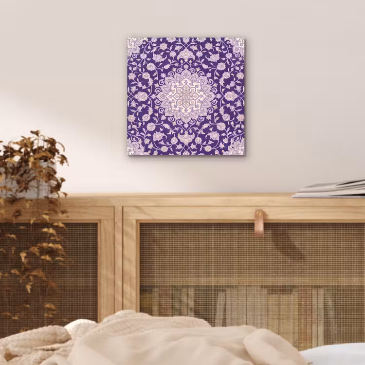 Aluminium schilderij - Patroon - Medallion - Oosters - Paars - Decoratie — 4