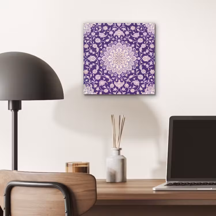 Aluminium schilderij - Patroon - Medallion - Oosters - Paars - Decoratie — 6