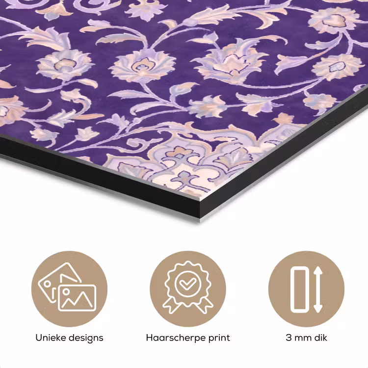Aluminium schilderij - Patroon - Medallion - Oosters - Paars - Decoratie — 7