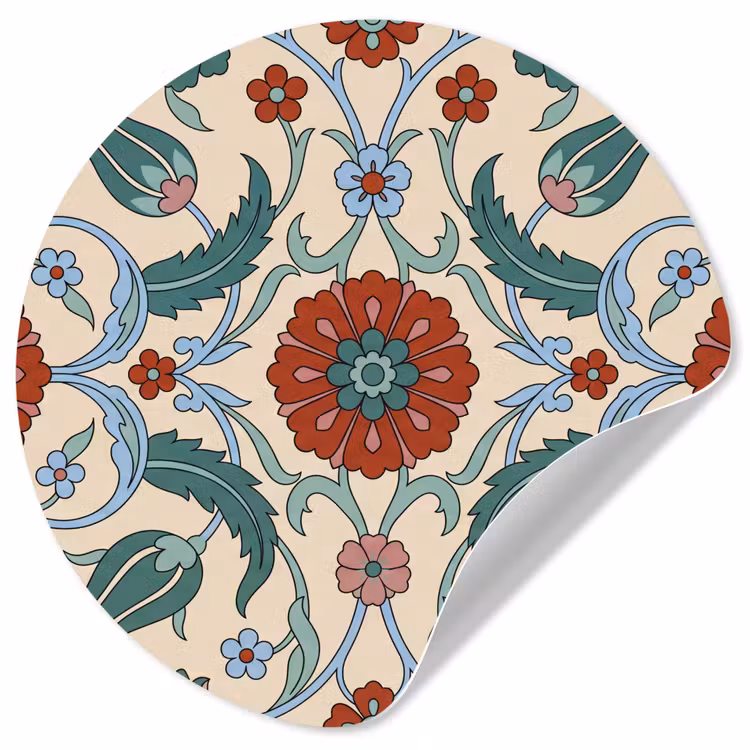 Behangcirkel - Bloemen - Patroon - Klassiek - Decoratie - Kleurrijk — 1
