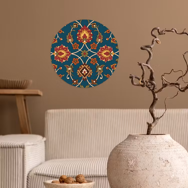 Behangcirkel - Ornament - Flora - Traditioneel - Klassiek - Blauwgroen — 2