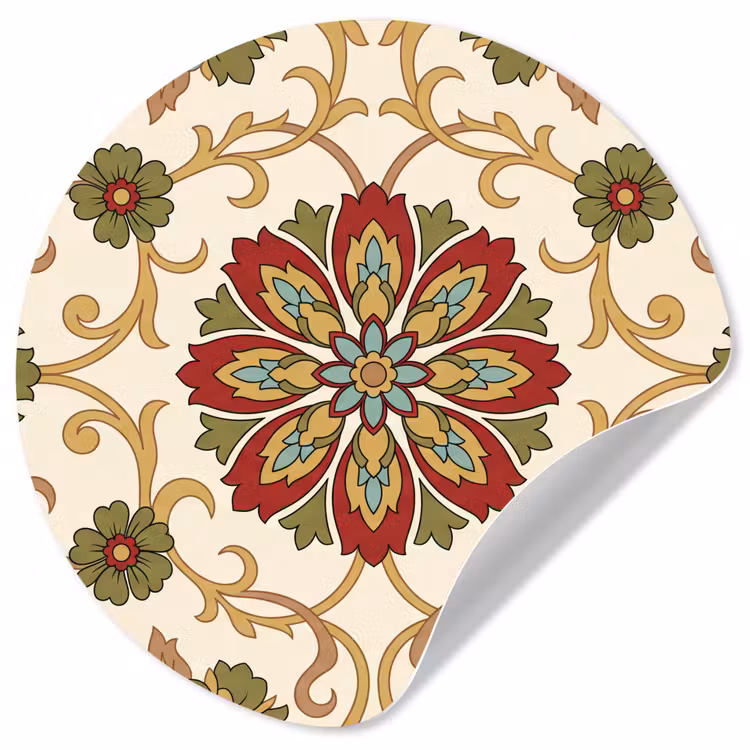 Behangcirkel - Patroon - Bloemen - Ornament - Klassiek - Kleurrijk — 1
