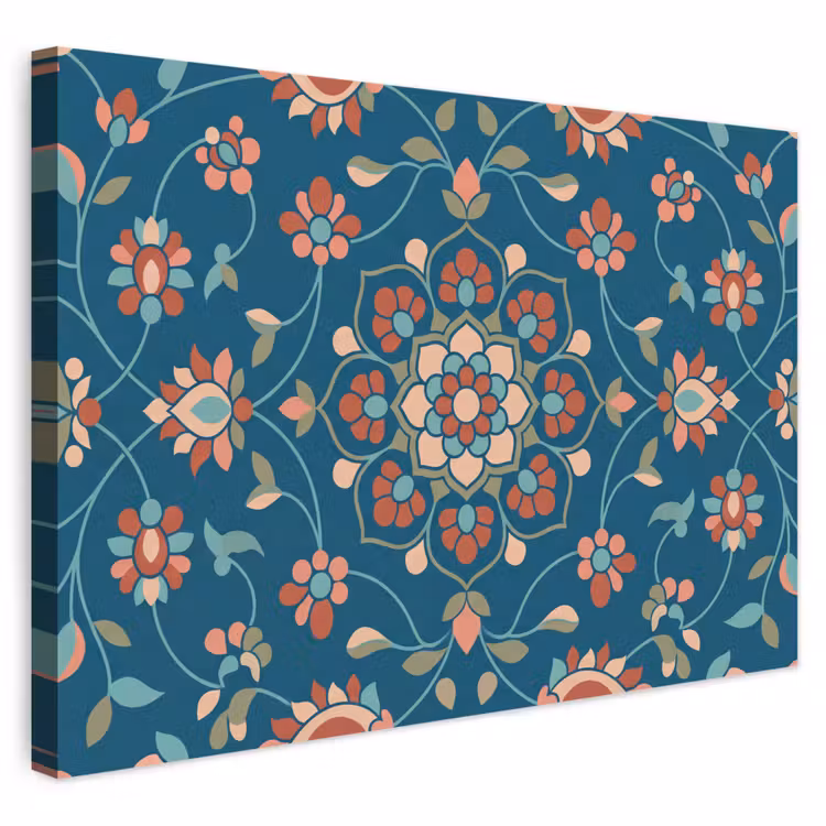 Buiten canvas - Bloemen - Patroon - Natuur - Ornament - Blauw — 1
