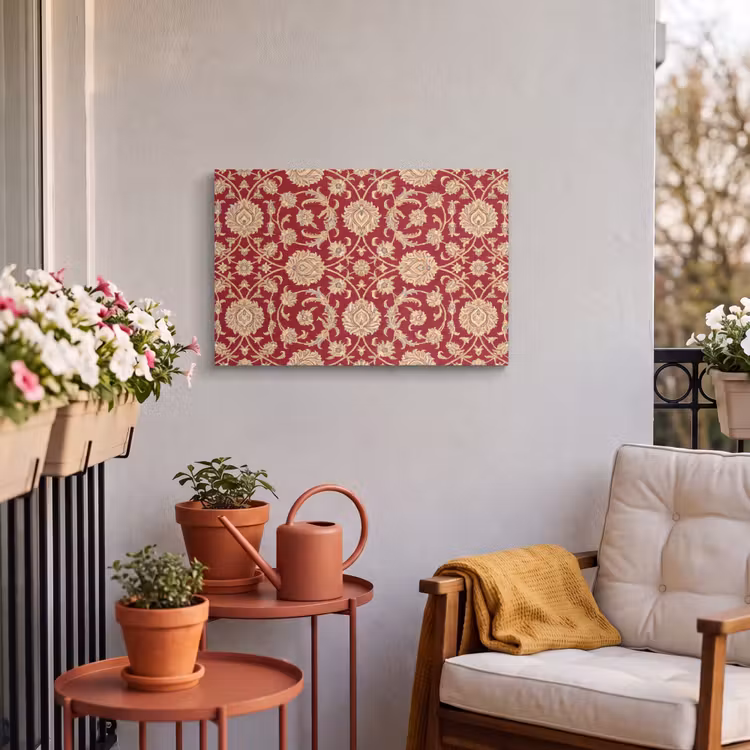 Buiten canvas - Patroon - Bloem - Klassiek - Oosters - Rood — 3