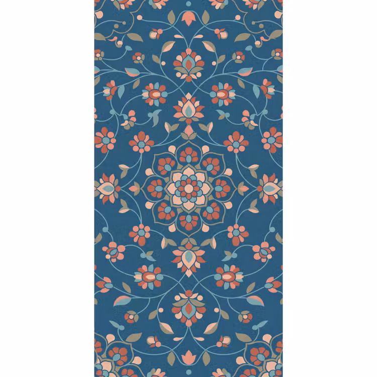 Behang - Bloemen - Patroon - Natuur - Ornament - Blauw — 2