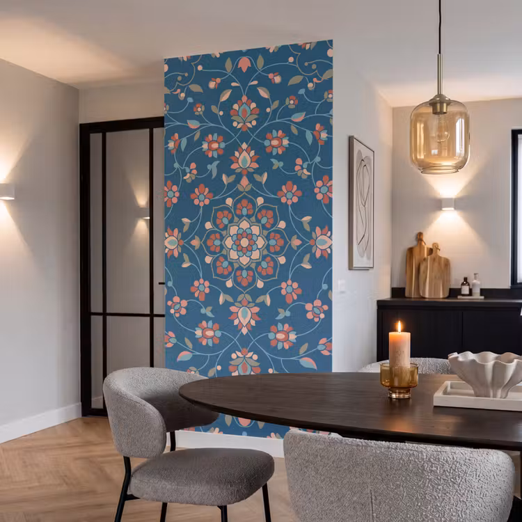 Behang - Bloemen - Patroon - Natuur - Ornament - Blauw — 5
