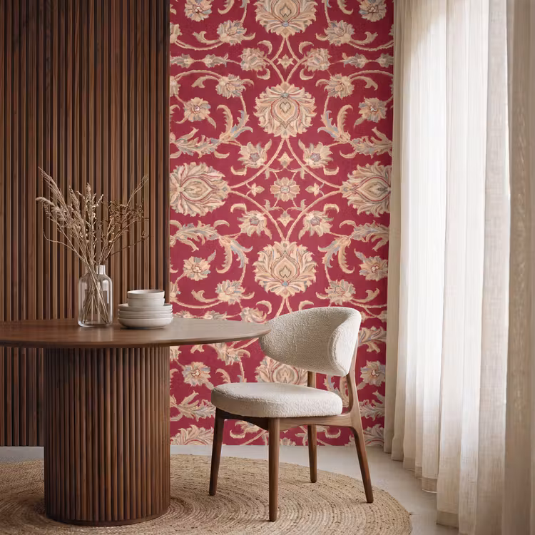 Behang - Patroon - Bloem - Klassiek - Oosters - Rood — 4