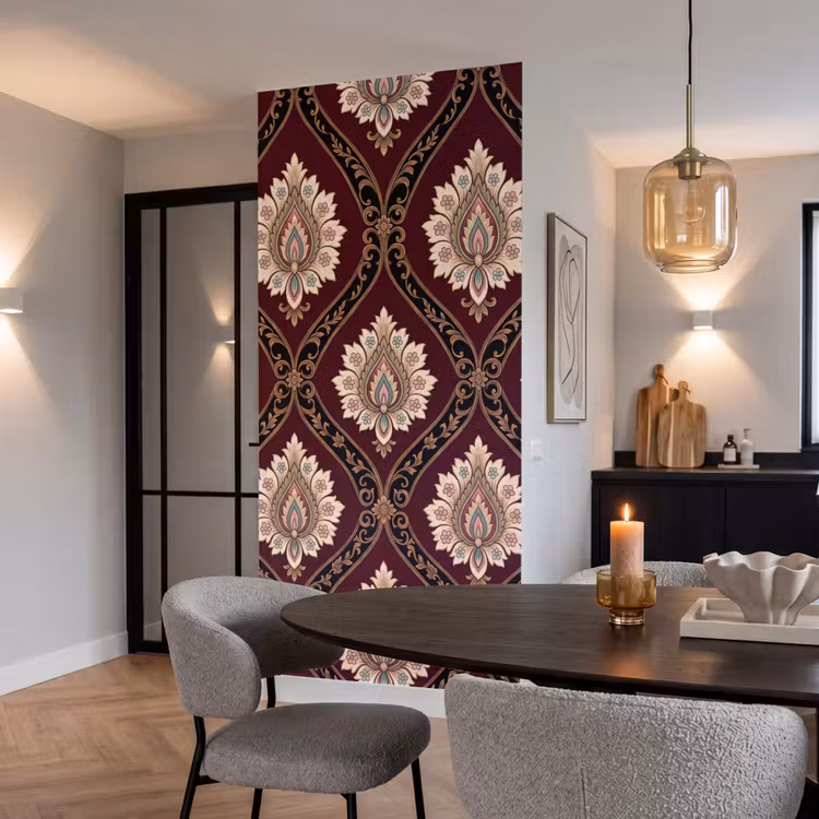 Behang - Patroon - Bloemmotief - Decoratie - Klassiek - Rood — 5