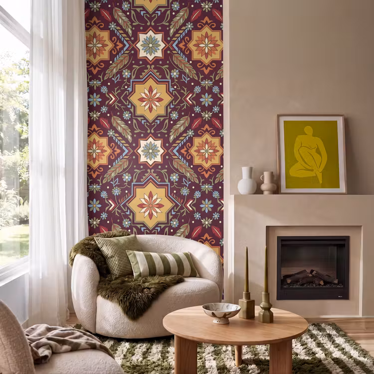 Behang - Patroon - Floraal - Geometrisch - Kleurrijk - Decoratie — 1