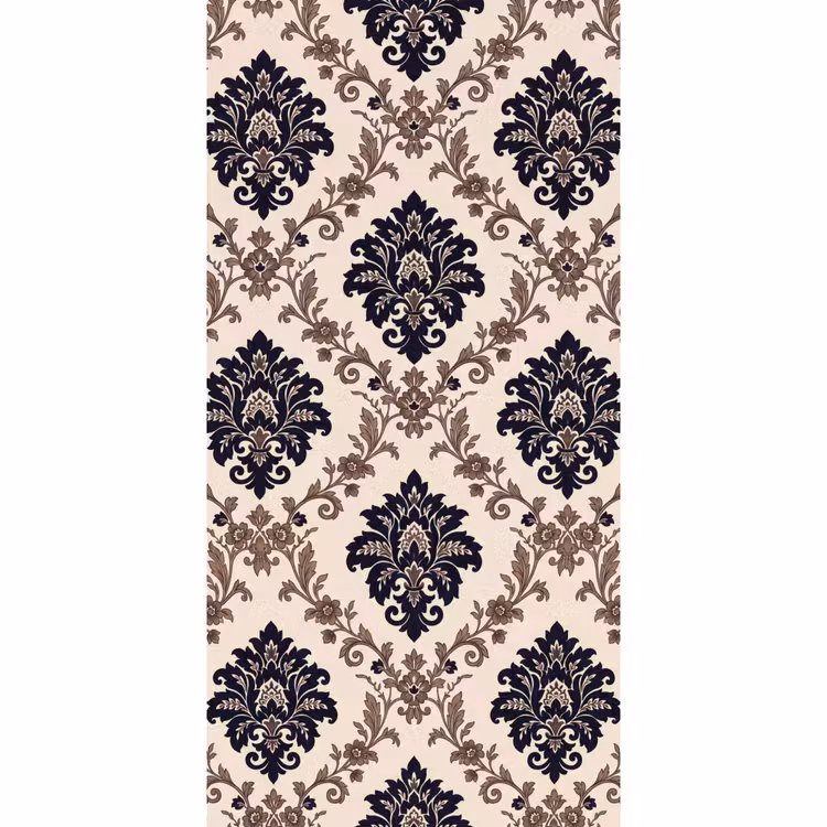 Behang - Patroon - Floraal - Klassiek - Beige-blauw — 2