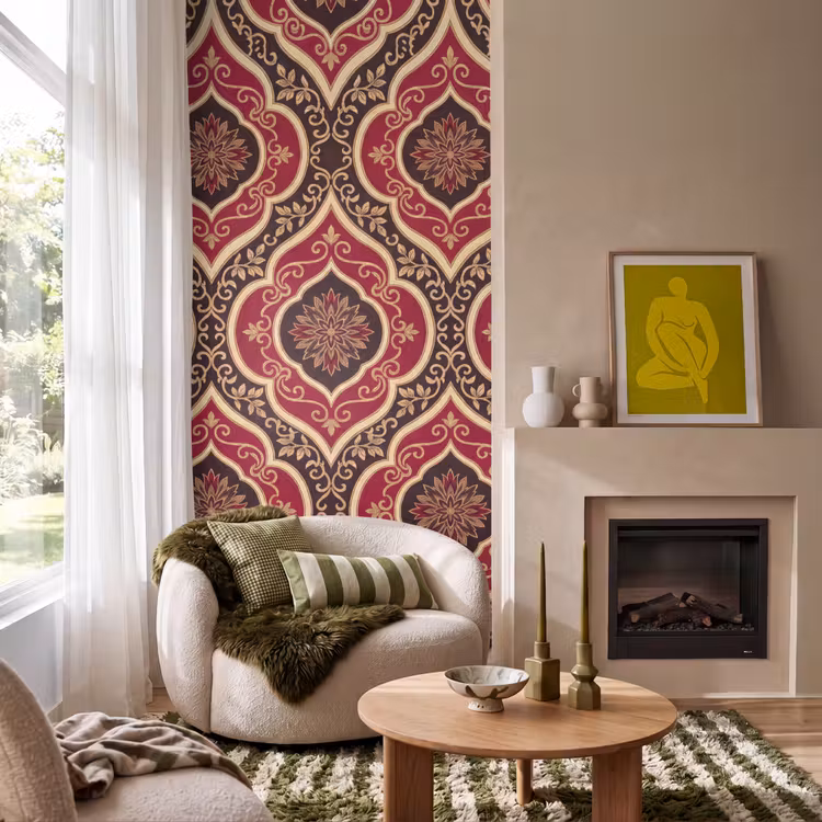 Behang - Patroon - Ornament - Barok - Rood - Goud — 1