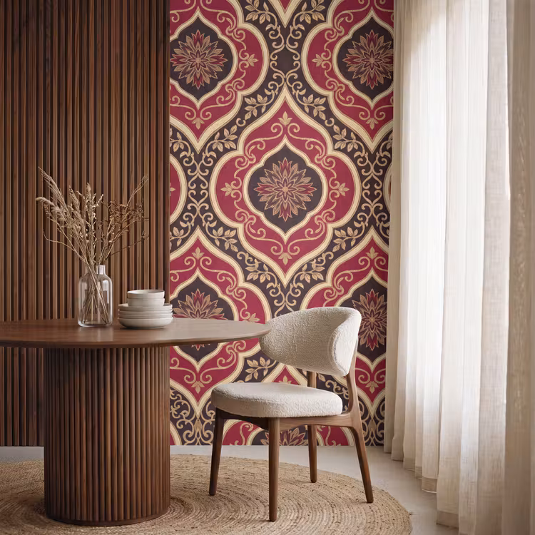 Behang - Patroon - Ornament - Barok - Rood - Goud — 4