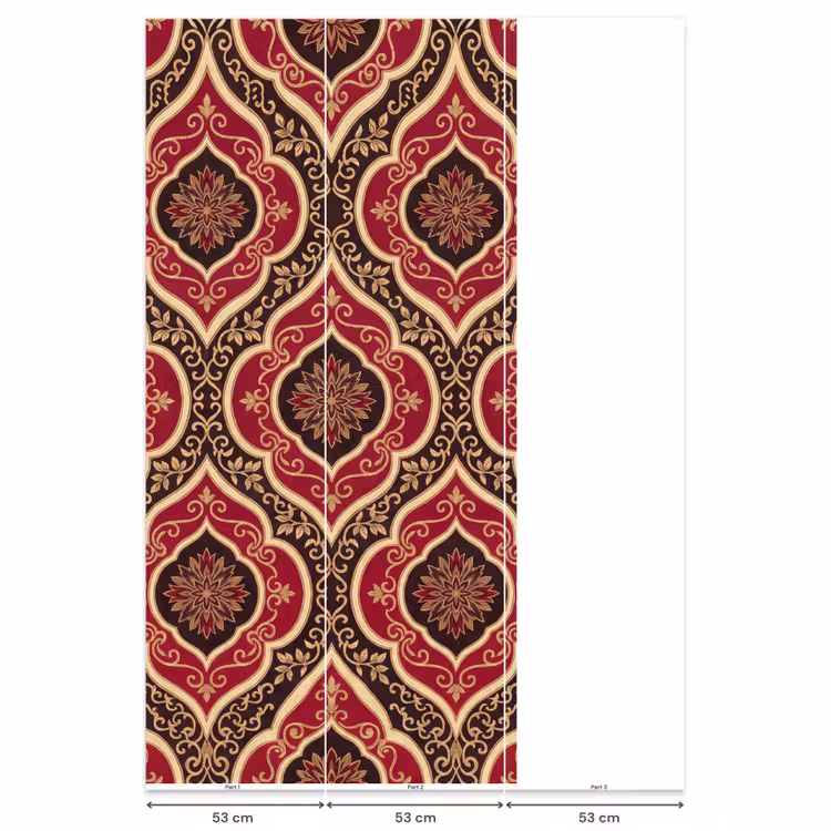 Behang - Patroon - Ornament - Barok - Rood - Goud — 6