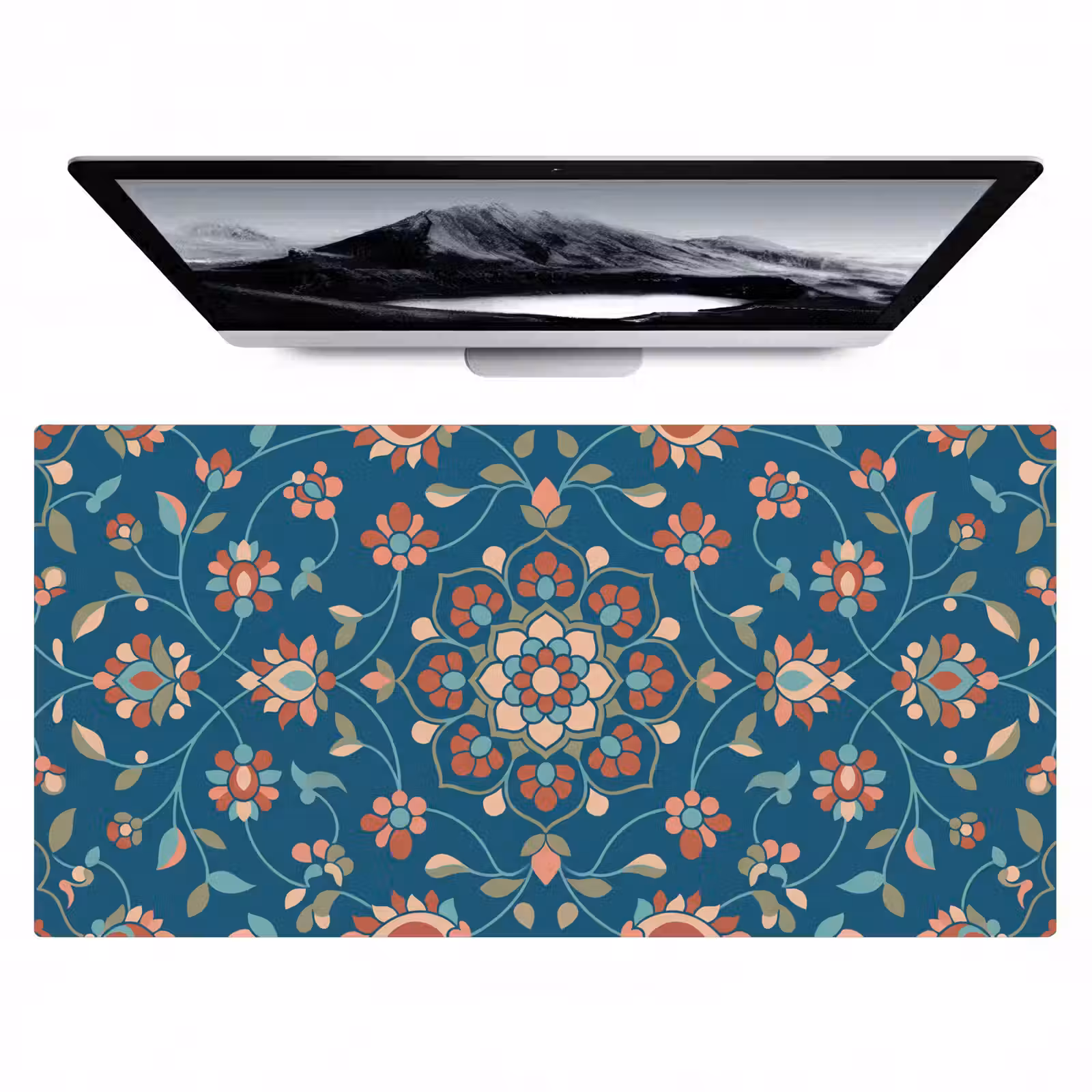 Bureau onderlegger - Bloemen - Patroon - Natuur - Ornament - Blauw — 1