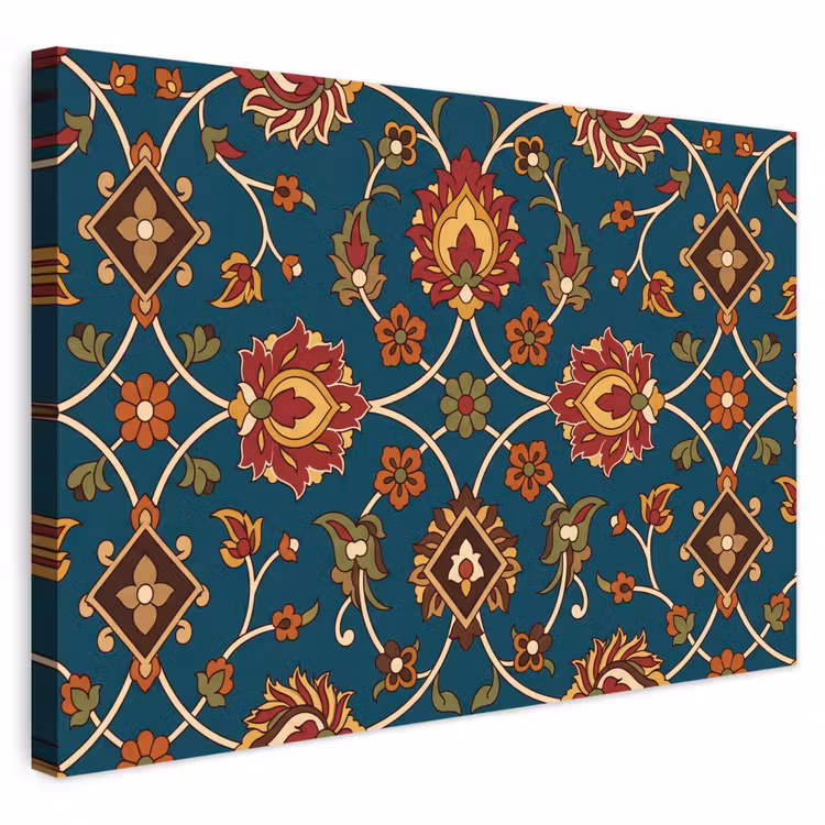 Buiten canvas - Ornament - Flora - Traditioneel - Klassiek - Blauwgroen — 1