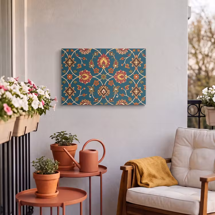 Buiten canvas - Ornament - Flora - Traditioneel - Klassiek - Blauwgroen — 3