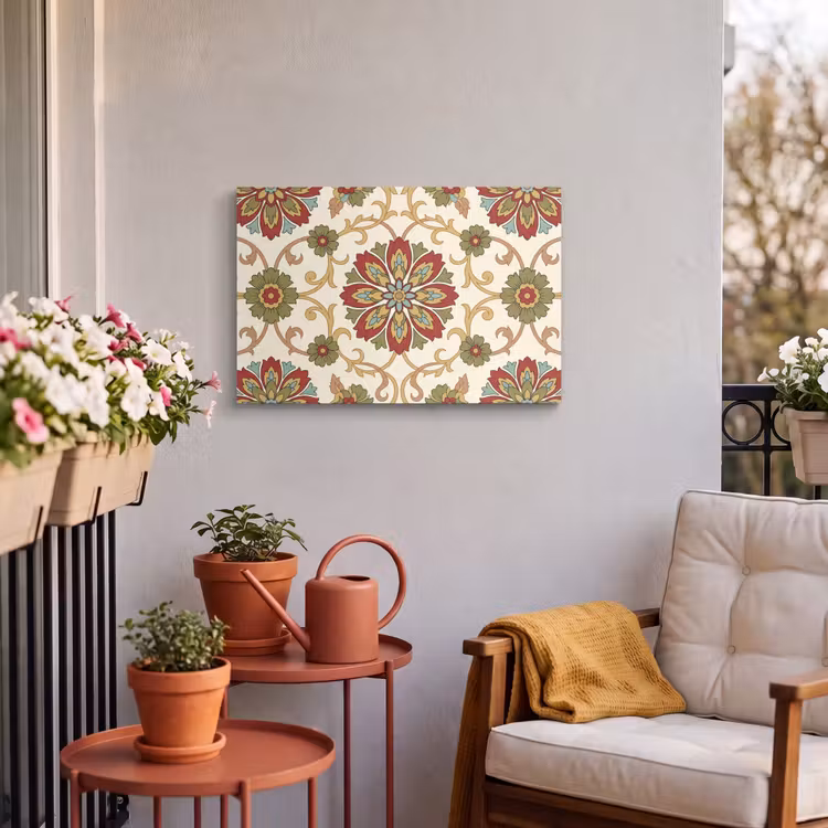 Buiten canvas - Patroon - Bloemen - Ornament - Klassiek - Kleurrijk — 3