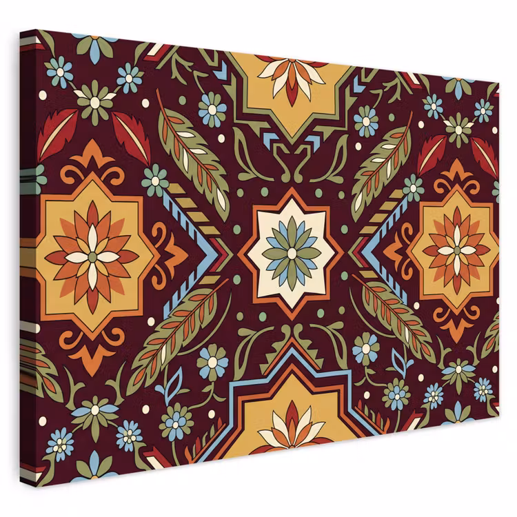 Buiten canvas - Patroon - Floraal - Geometrisch - Kleurrijk - Decoratie — 1