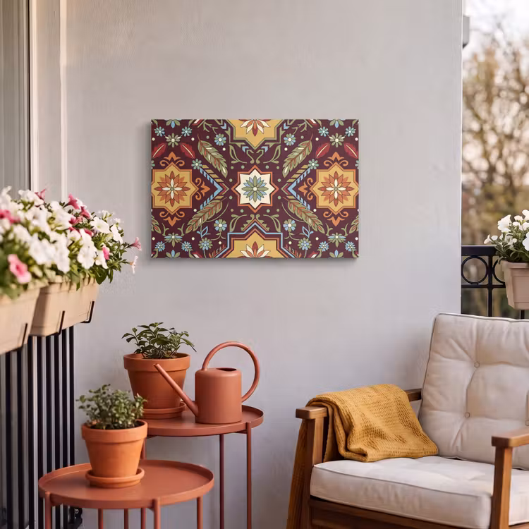 Buiten canvas - Patroon - Floraal - Geometrisch - Kleurrijk - Decoratie — 3