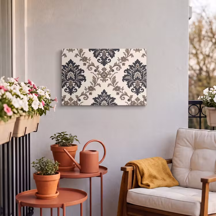 Buiten canvas - Patroon - Floraal - Klassiek - Beige-blauw — 3